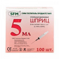 Шприцы "SFM" трехкомпонентные 5мл с иглой 0,70 х 40мм (22G) фото