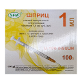 Шприцы инсулиновые U100 одноразовые 1мл с иглой 0,45х12мм (26G) трехкомпонентные фото