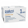 Шприцы инсулиновые "Pakro" U-100 1мл с иглой 31G (0,3х13мм) фото