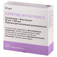 Серетид Мультидиск порошок для ингаляции 50мкг+250мкг/доза 60доз фото