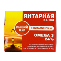 Рыбий жир - Янтарная капля с витамином А капсулы по 0,3г фото