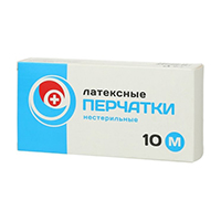 Перчатки латексные смотровые нестерильные размер M (пара) фото