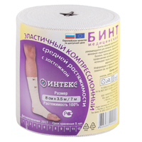 Бинт эластичный "Интекс" компрессионный средней растяжимости с застежкой 4м х 8см фото