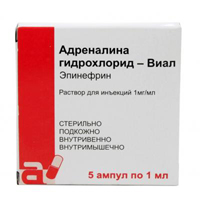 Адреналина гидрохлорид-Виал раствор для инъекций 1мг/мл 1мл фото