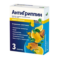 АнтиГриппин порошок медово-лимонный 500мг+10мг+200мг 5г фото