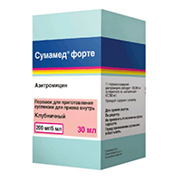 Сумамед форте порошок клубничный 200мг/5мл 29,295г фото