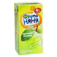 Сок "ФрутоНяня" яблочный прямого отжима неосветленный 0,2л фото