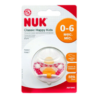 Соска-пустышка "NUK" Classic Happy Kids латексная 0-6 месяцев (10725596) фото