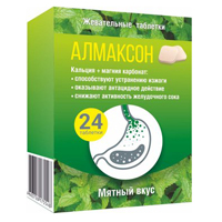 Кальция и магния карбонат "Алмаксон" Мятный вкус жевательные таблетки массой 1000мг фото