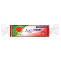 Аскорбинка с сахаром и фруктовым вкусом "Vitateka" таблетки со вкусом арбуза массой 2,9г фото