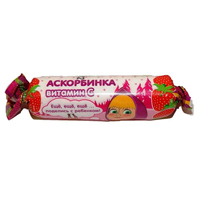 Аскорбинка детская "Маша и медведь" со вкусом клубники таблетки массой 3г фото