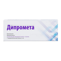 Дипромета суспензия для инъекций 2мг/мл+5мг/мл 1мл (шприц) фото