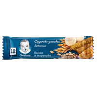 Батончик фруктово-злаковый "Gerber" Банан и маракуйя 25г фото