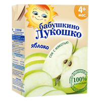 Сок "Бабушкино лукошко" яблочный с мякотью 200мл фото