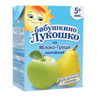Сок "Бабушкино лукошко" яблочно-грушевый осветленный 200мл фото