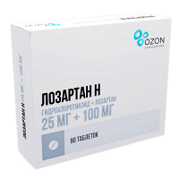 Лозартан Н таблетки 25мг+100мг фото