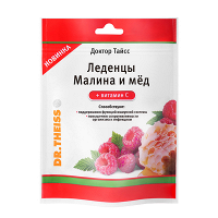 Доктор Тайсс "Малина и мед + витамин С" леденцы 52г фото