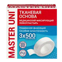 Master Uni пластырь фиксирующий на тканевой основе 3х500см фото