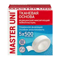 Master Uni пластырь фиксирующий на тканевой основе 5х500см фото