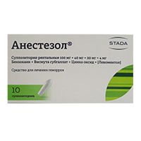 Анестезол суппозитории 100мг+40мг+20мг+4мг фото