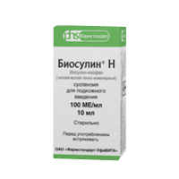 Биосулин Н суспензия для инъекций 100МЕ/мл 10мл фото