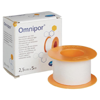 Пластырь "Omnipor" фиксирующий гипоаллергенный из нетканого материала белый 5м х 2,5см фото