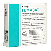 Гемаза лиофилизат для инъекций 5000МЕ 1мл фото