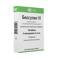 Биосулин Н суспензия для инъекций 100МЕ/мл картридж 3мл фото