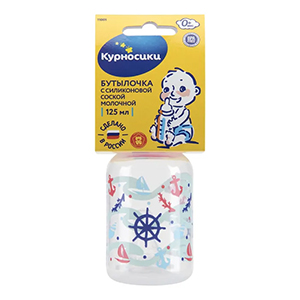 Бутылочка "Курносики" полипропиленовая с силиконовой соской 125мл (11001) фото