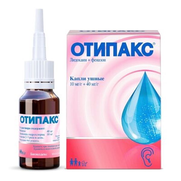 Отипакс капли ушные 10мг/г+40мг/г 16г фото