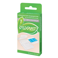 Лейкопластырь "Luxplast" на полиуретановой основе прозрачный набор (2 вида) 38х38мм и 50х72мм фото