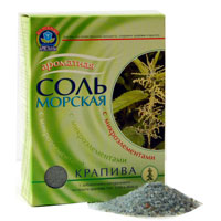 Соль морская "Целебные кристаллы" серии "Лечебные травы" Крапива 500г фото
