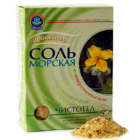 Соль морская "Целебные кристаллы" серии "Лечебные травы" Чистотел 500г фото