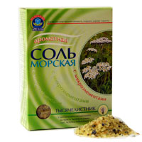 Соль морская "Целебные кристаллы" серии "Лечебные травы" Тысячелистник 500г фото