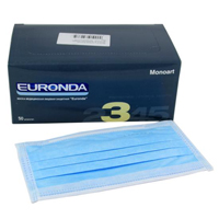 Маска медицинская "Euronda" трехслойная защитная (голубая) фото