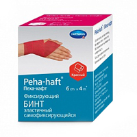 Бинт эластичный "Peha-haft Сolor" самофиксирующийся 4м х 6см красный фото