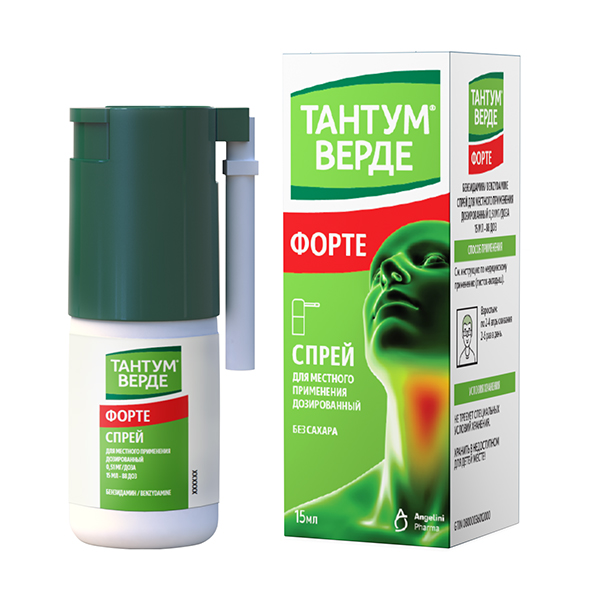 Тантум Верде форте спрей 0,51мг/доза 88 доз 15мл фото