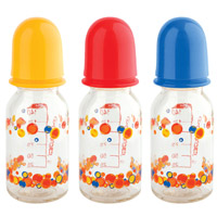 Бутылочка стеклянная с силиконовой соской 125мл "Курносики" (11082) фото