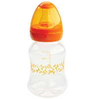 Бутылочка полипропиленовая с силиконовой соской эргономичной формы 125мл 0+ "Мир Детства" (11097) фото