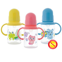 Бутылочка полипропиленовая с ручками и силиконовой соской 125мл "Курносики" (11109) фото
