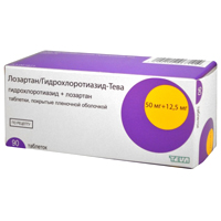 Лозартан/Гидрохлоротиазид-Тева таблетки 50мг+12,5мг фото
