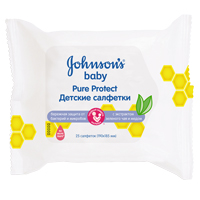 Салфетки "Джонсонс бэби" Pure Protect  детские влажные фото