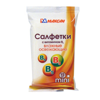 Салфетки влажные "Mini" с витамином В5 освежающие фото