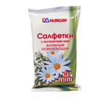 Салфетки влажные "Mini" с экстрактами трав освежающие фото