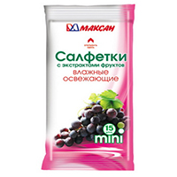 Салфетки влажные "Mini" с экстрактами фруктов освежающие фото