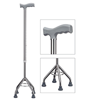 Трость "B.Well" Rehab модель WR-421 с большой пирамидальной опорой (Серебро) фото