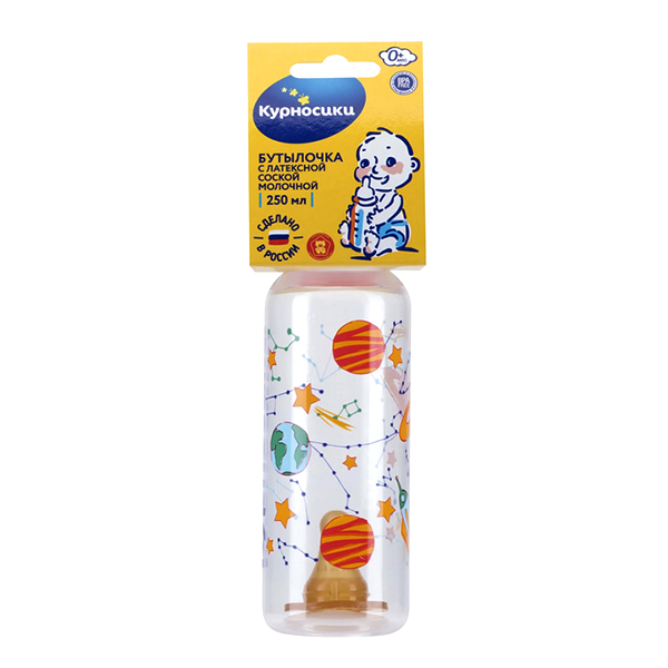 Бутылочка "Курносики" полипропиленовая с латексной соской 250мл (11145) фото