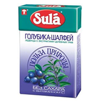 Карамель леденцовая "Sula" Голубика и шалфей без сахара 40г фото