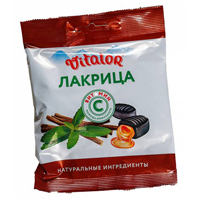 Карамель леденцовая "Виталор" с витамином С со вкусом лакрицы 60г фото