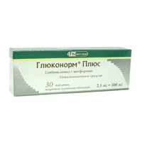Глюконорм Плюс таблетки 2,5мг+500мг фото